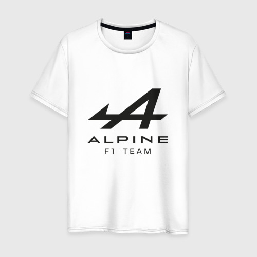 Мужская футболка из хлопка с принтом Alpine F1 team Black Logo, вид спереди №1