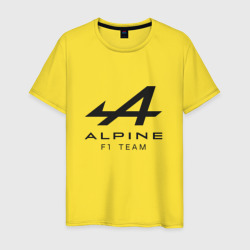 Мужская футболка хлопок Alpine F1 team Black Logo