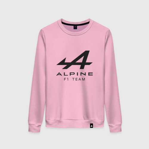 Женский свитшот хлопок Alpine F1 team Black Logo, цвет светло-розовый