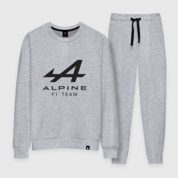 Женский костюм хлопок Alpine F1 team Black Logo