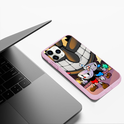 Чехол для iPhone 11 Pro Max матовый Круговая оборона Cuphead, цвет розовый - фото 5