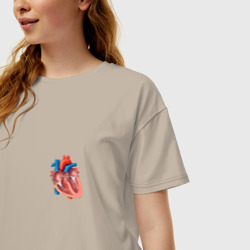 Женская футболка хлопок Oversize Анатомия Сердце - фото 2