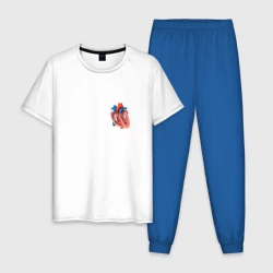 Мужская пижама с белой футболкой хлопок Анатомия Сердце