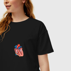 Женская футболка хлопок Oversize Анатомия Сердце - фото 2
