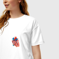 Футболка с принтом Анатомия Сердце для женщины, вид на модели спереди №2. Цвет основы: белый