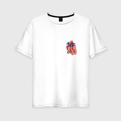 Женская футболка из хлопка оверсайз с принтом Анатомия Сердце, вид спереди №1