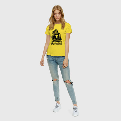 Женская футболка хлопок с принтом Обезьяна диджей, вид сбоку #3