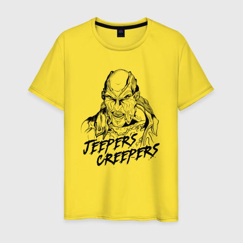 Мужская футболка хлопок Line Jeepers Creepers, цвет желтый