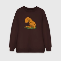 Женский свитшот oversize без начеса хлопок Foiled Again - динозавр на скакалке 