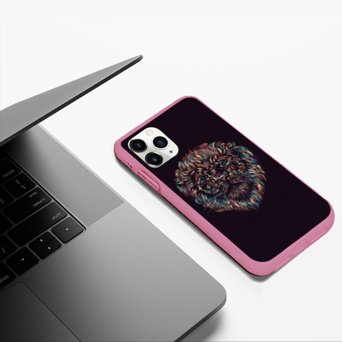 Чехол для iPhone 11 Pro Max матовый с принтом Красочный неоновый лев, фото #5