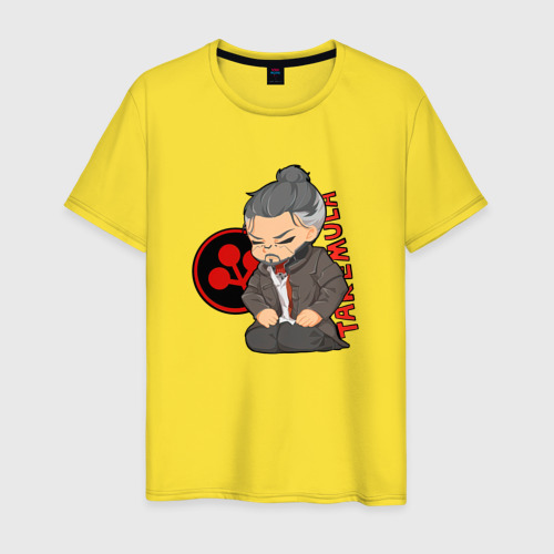 Мужская футболка хлопок Takemura Такэмура Cyberpunk 2077, цвет желтый