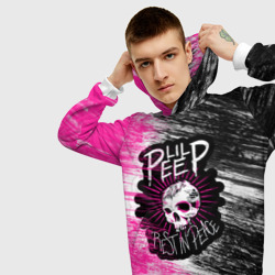 Толстовка с принтом Lil Peep Grunge Эмо Лил Пип для мужчины, вид на модели спереди №3. Цвет основы: белый