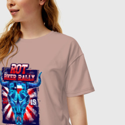 Женская футболка хлопок Oversize Ралли байкеров - фото 2