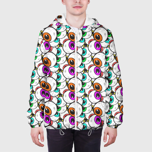Мужская куртка 3D Глаза разноцветные паттерны, цвет 3D печать - фото 4