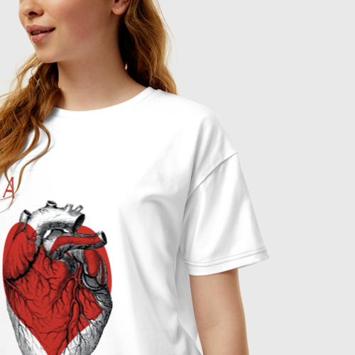 Женская футболка хлопок Oversize Черви огромное сердце - фото 3