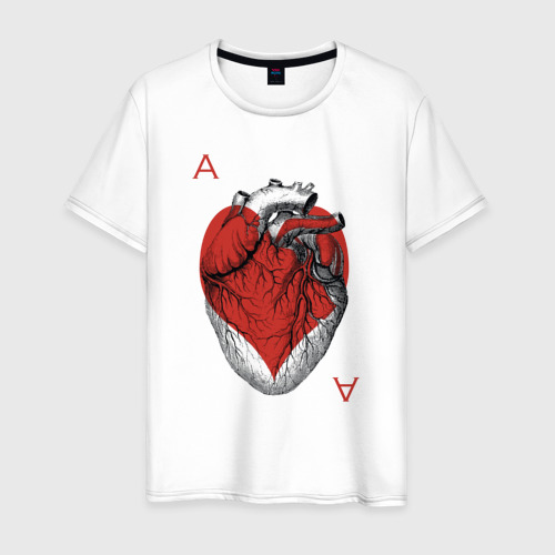 Мужская футболка из хлопка с принтом Черви огромное сердце, вид спереди №1