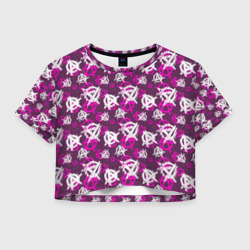 Женская футболка Crop-top 3D Знаки анархии паттерны