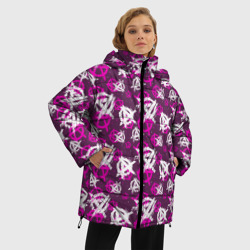 Женская зимняя куртка Oversize Знаки анархии паттерны - фото 2