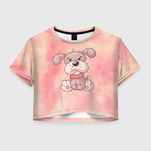Женская футболка Crop-top 3D Плюшевый   песик, цвет 3D печать