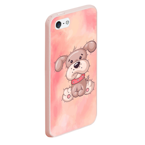 Чехол для iPhone 5/5S матовый Плюшевый   песик, цвет светло-розовый - фото 3