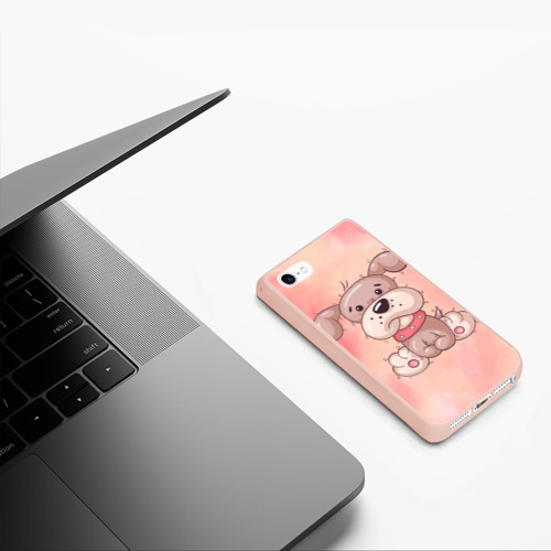Чехол для iPhone 5/5S матовый Плюшевый   песик, цвет светло-розовый - фото 5