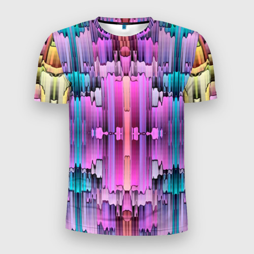 Мужская футболка 3D Slim с принтом Калейдоскоп абстракции, вид спереди #2
