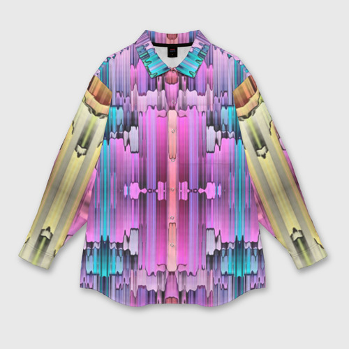 Женская рубашка oversize 3D с принтом Калейдоскоп абстракции, вид спереди #2