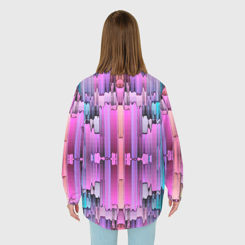 Женская рубашка oversize 3D с принтом Калейдоскоп абстракции, вид сзади #2