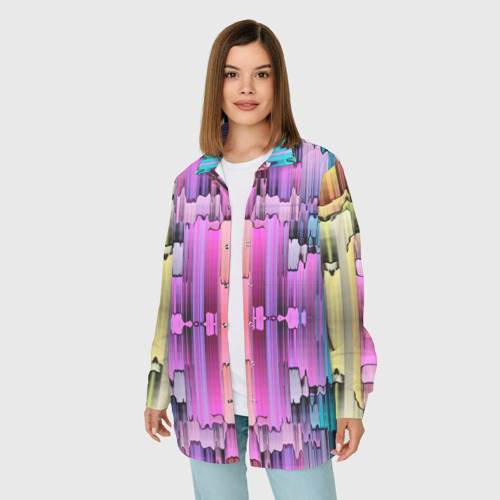 Женская рубашка oversize 3D с принтом Калейдоскоп абстракции, фото на моделе #1