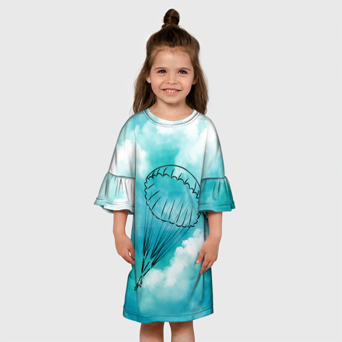 Детское платье 3D Парашютист в облаках, цвет 3D печать - фото 4