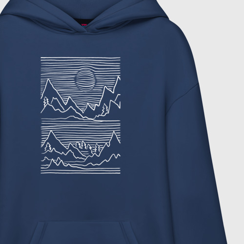 Худи SuperOversize хлопок 3D горы, цвет темно-синий - фото 3
