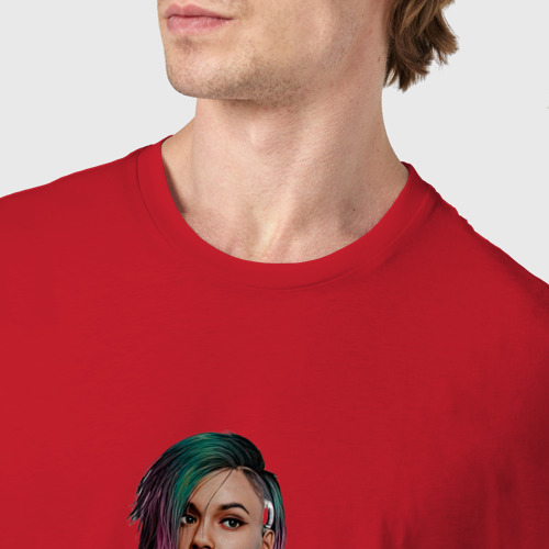 Мужская футболка хлопок Cyberpunk 2077 Judy  , цвет красный - фото 6