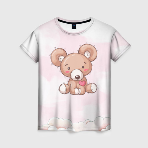 Женская футболка с принтом Плюшевый мишка игрушка, вид спереди №1