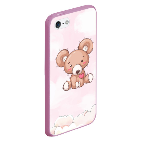 Чехол для iPhone 5/5S матовый Плюшевый мишка игрушка, цвет розовый - фото 3