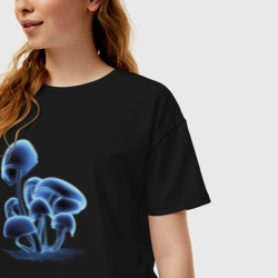 Женская футболка хлопок Oversize Неоновые грибы - фото 2