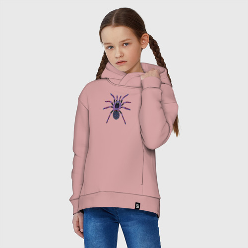 Детское худи Oversize хлопок Огромный психоделический паук, цвет пыльно-розовый - фото 3