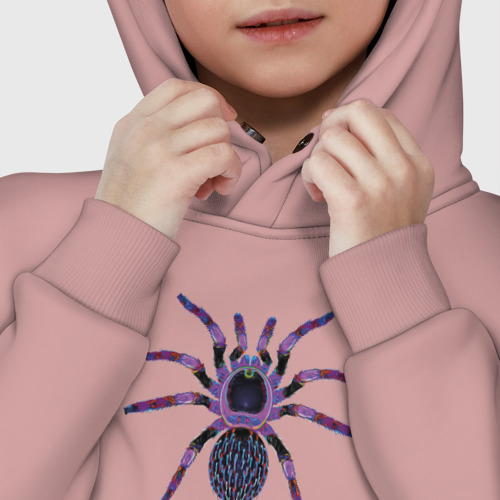Детское худи Oversize хлопок Огромный психоделический паук, цвет пыльно-розовый - фото 7