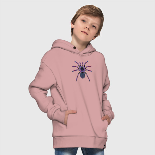 Детское худи Oversize хлопок Огромный психоделический паук, цвет пыльно-розовый - фото 9