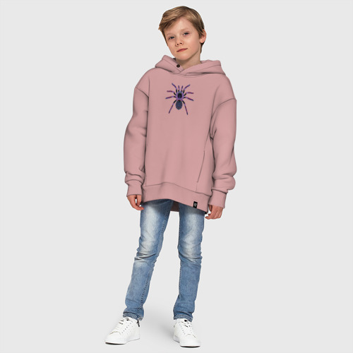 Детское худи Oversize хлопок Огромный психоделический паук, цвет пыльно-розовый - фото 11