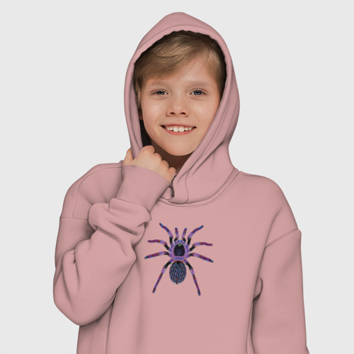 Детское худи Oversize хлопок Огромный психоделический паук, цвет пыльно-розовый - фото 12