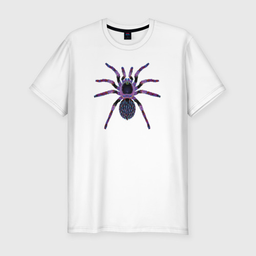 Мужская футболка хлопок Slim Огромный психоделический паук, цвет белый