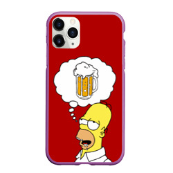 Чехол для iPhone 11 Pro матовый Гомер думает о пиве Симпсоны Simpsons