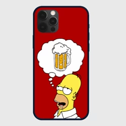 Чехол для iPhone 12 Pro Max Гомер думает о пиве Симпсоны Simpsons