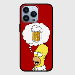 Чехол для iPhone 13 Pro Гомер думает о пиве Симпсоны Simpsons