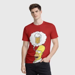 Мужская футболка 3D Гомер думает о пиве Симпсоны Simpsons - фото 2