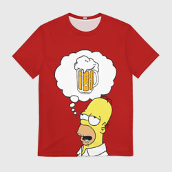 Мужская футболка 3D Гомер думает о пиве Симпсоны Simpsons