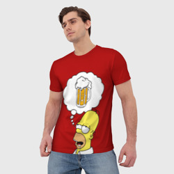 Мужская футболка 3D Гомер думает о пиве Симпсоны Simpsons - фото 2