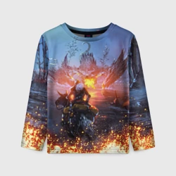 Детский лонгслив 3D Elden Ring битва с драконом