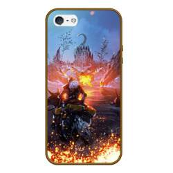 Чехол для iPhone 5/5S матовый Elden Ring битва с драконом