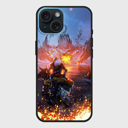 Чехол силиконовый для Apple iPhone 15 матовый Elden Ring битва с драконом